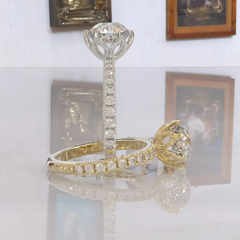 Antique Portuguese Cut Colorless Moissanite Ring customdiamjewel
