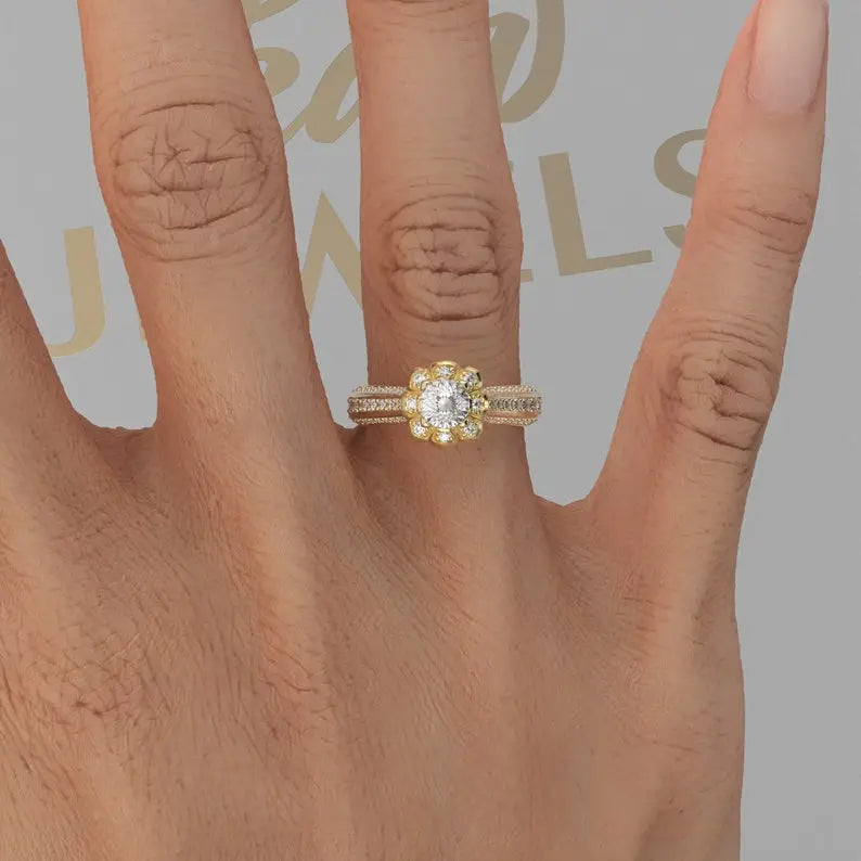 Art Deco Portuguese Cut Engagement Ring customdiamjewel