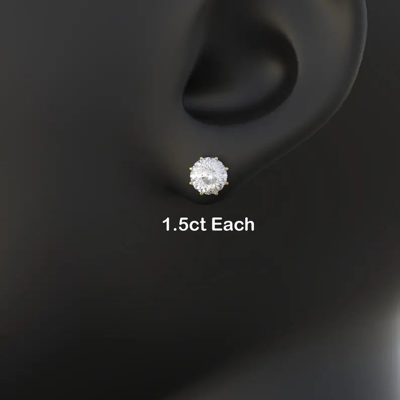 Portuguese Cut Moissanite Stud Earrings customdiamjewel