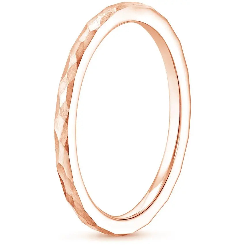 Matte Hammered Petite Wedding Band Woman customdiamjewel 10KT Rose Gold
