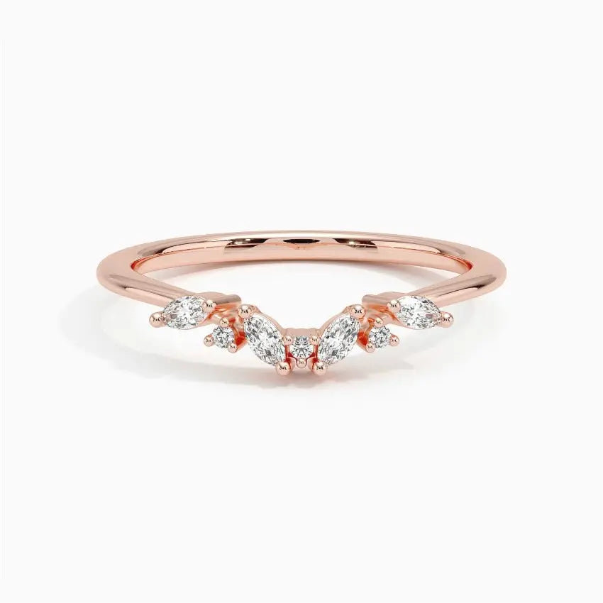 0.17CTW Marquise Cluster Lab Grown Diamond Wedding Band customdiamjewel 10KT Rose Gold VVS-EF