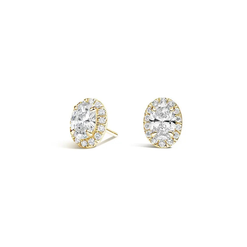 3.00CTW Oval Halo Promise Stud Earrings customdiamjewel