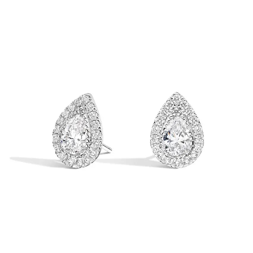1.50 CTW Halo Pear Diamond Stud Earrings customdiamjewel