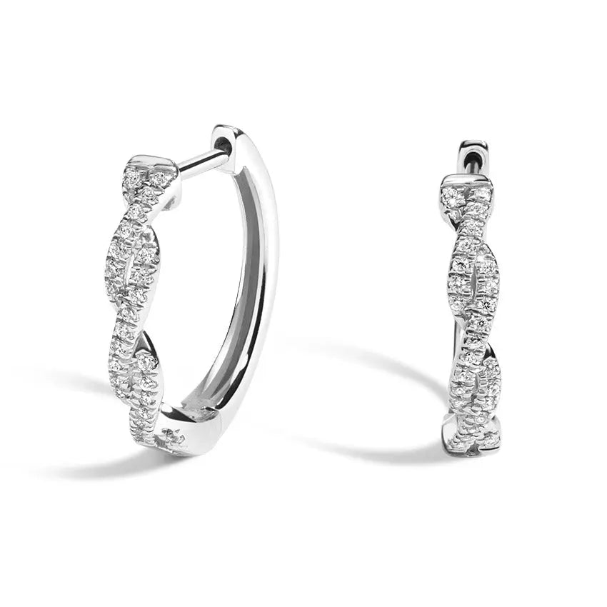 0.16CTW Twisted Diamond Hoop Earrings customdiamjewel 10KT White Gold VVS-EF