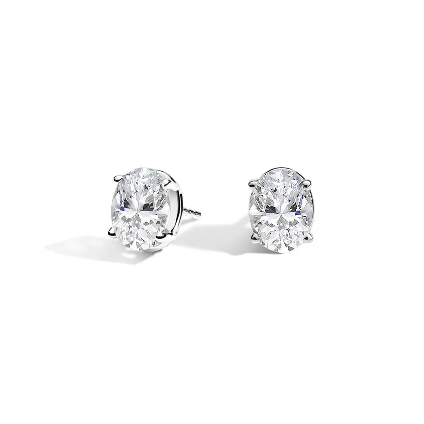 2.00CT Oval Cut Solitaire Diamond Stud customdiamjewel 10KT White Gold VVS-EF