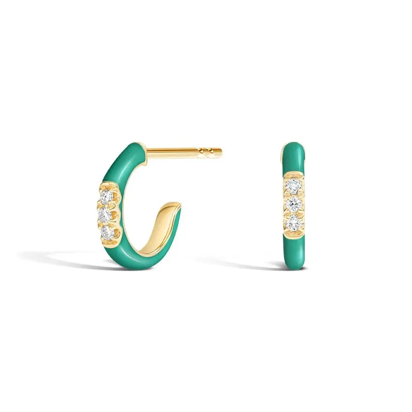 0.05CTW Teal Enamel Diamond Earrings customdiamjewel