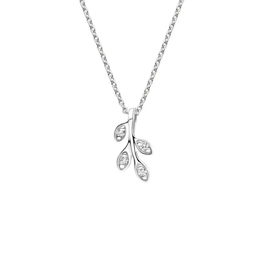 0.05CTW Leaf Shape Diamond Necklace customdiamjewel 10KT White Gold VVS-EF