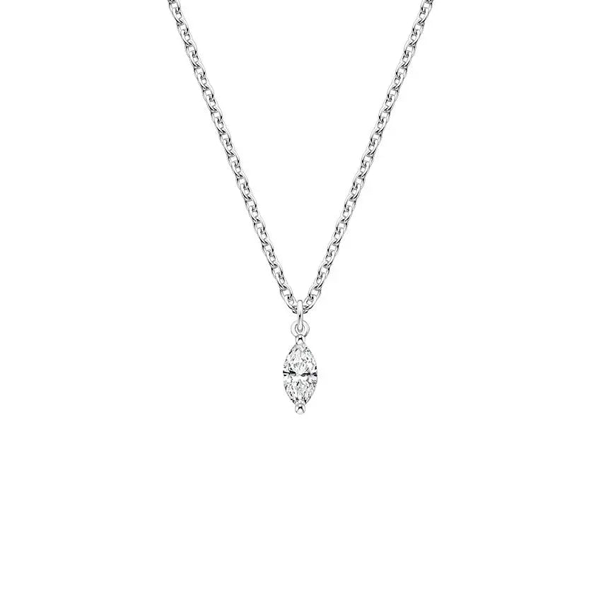 0.16CTW Marquise Diamond Necklace For Her customdiamjewel 10K White Gold VVS-EF
