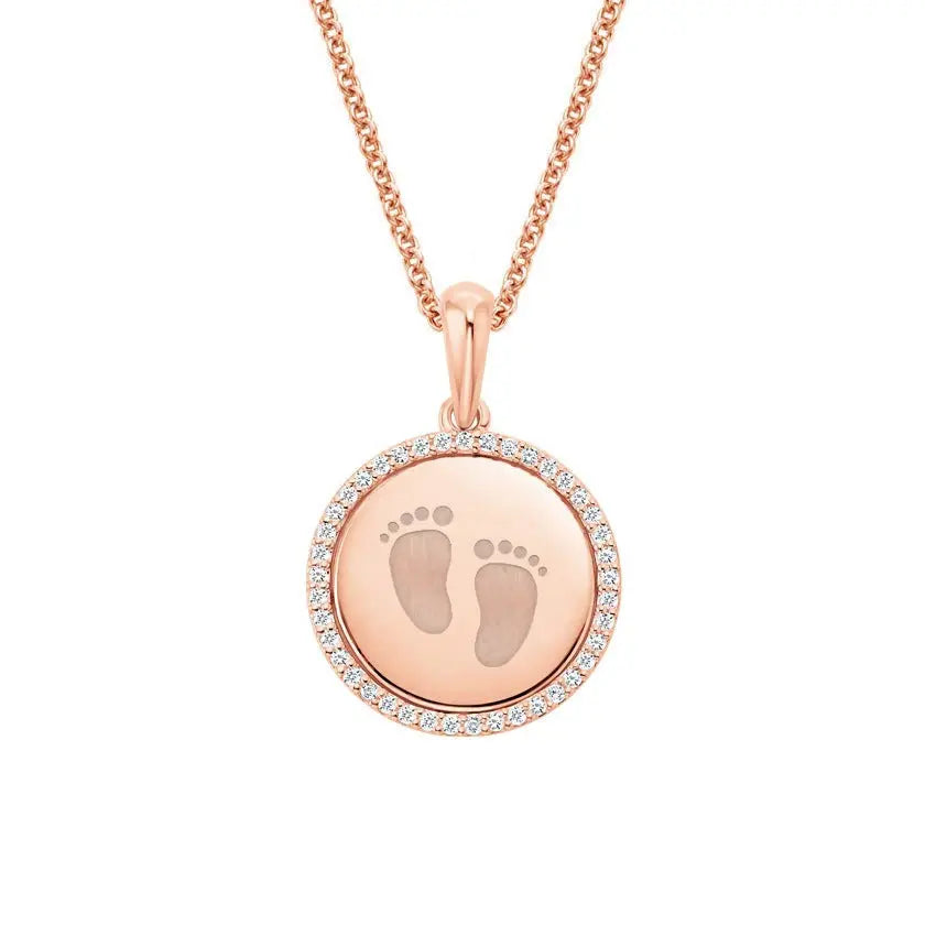 0.16CTW Engravable Diamond Disc Pendant customdiamjewel 10KT Rose Gold VVS-EF