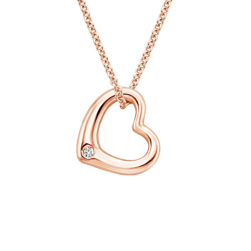 0.03CT Heart Diamond Necklace customdiamjewel 10KT Rose Gold VVS-EF