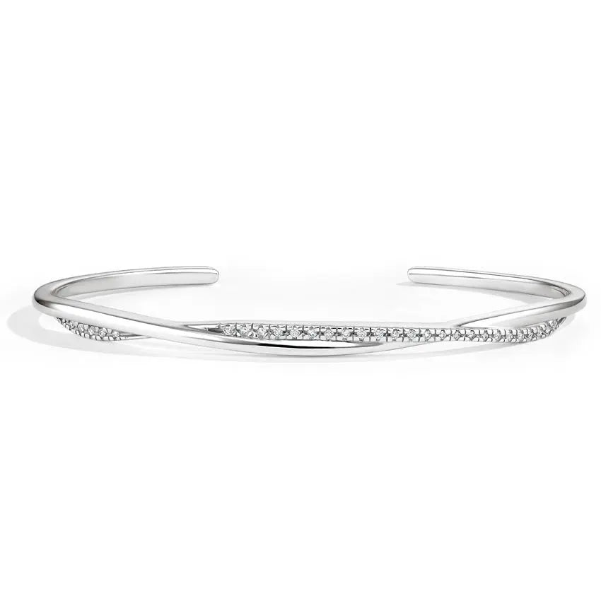 0.16CTW Twisted Diamond Cuff Bracelet customdiamjewel 10K White Gold VVS-EF