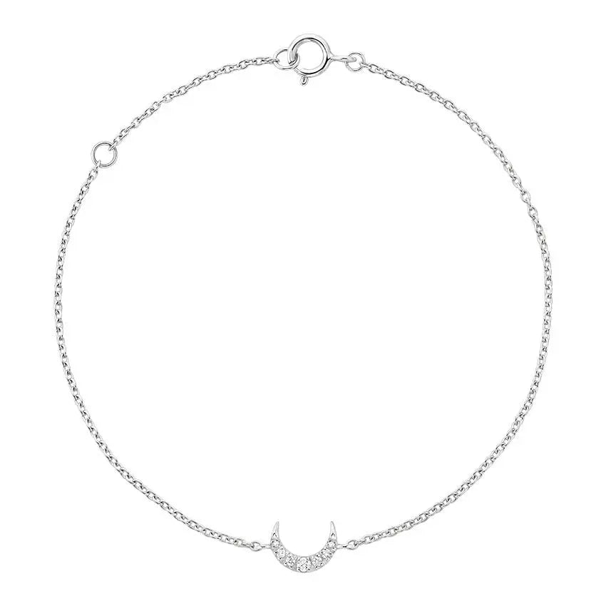0.07CTW Diamond Half Moon Chain Bracelet customdiamjewel 10KT White Gold VVS-EF