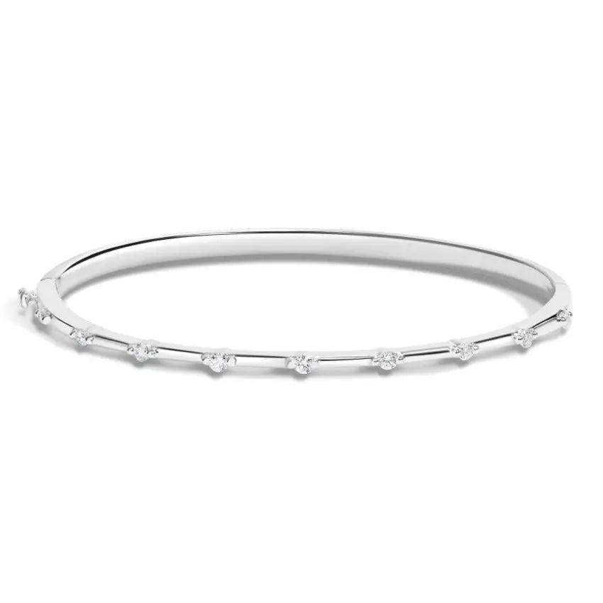 0.25CTW Round Diamond Flush Set Bangle Bracelet customdiamjewel 10KT White Gold VVS-EF