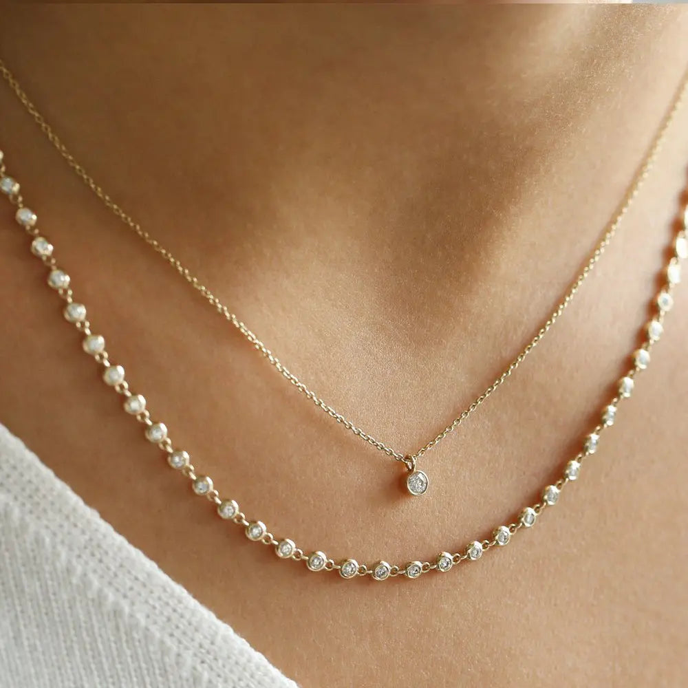 1.65CTW Bezel Setting Diamond Tennis Necklace customdiamjewel
