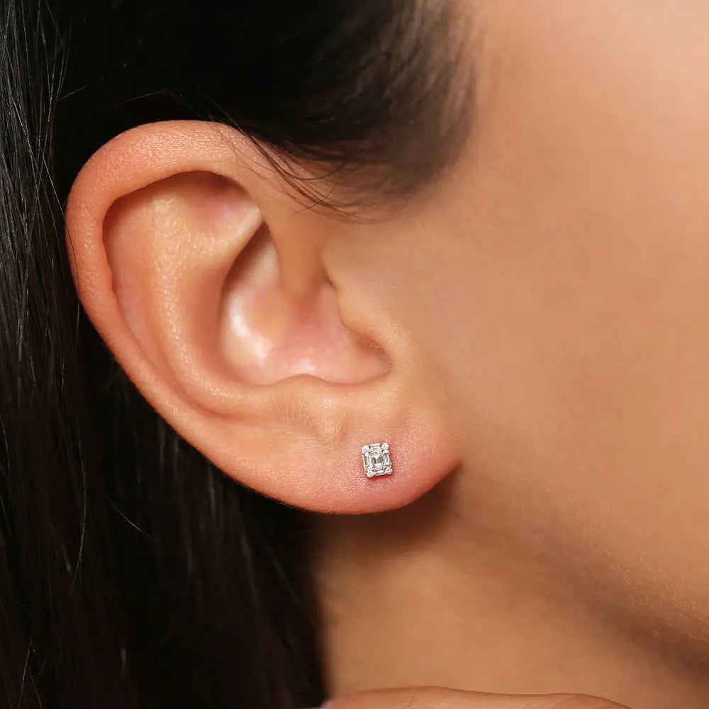 0.20CTW Baguette and Round Diamond Earrings customdiamjewel
