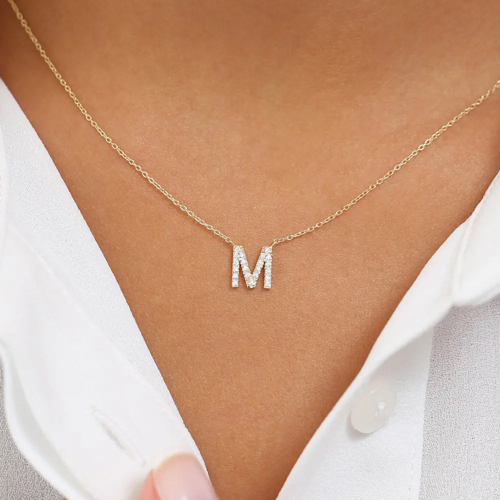 0.15CTW Single Initial Diamond Necklace customdiamjewel