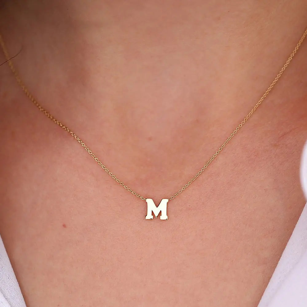 14k Gold Single Initial Necklace customdiamjewel