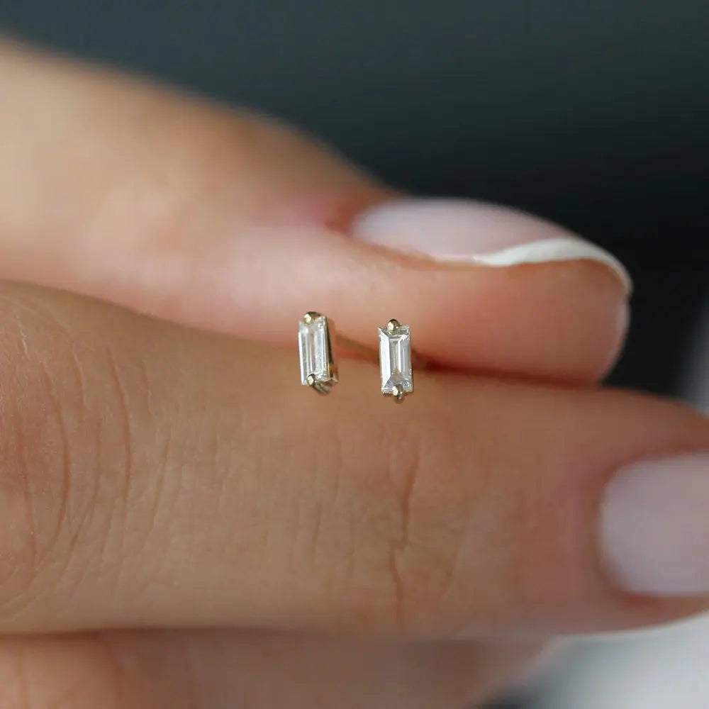 0.15CTW Baguette Diamond Stud Earrings customdiamjewel