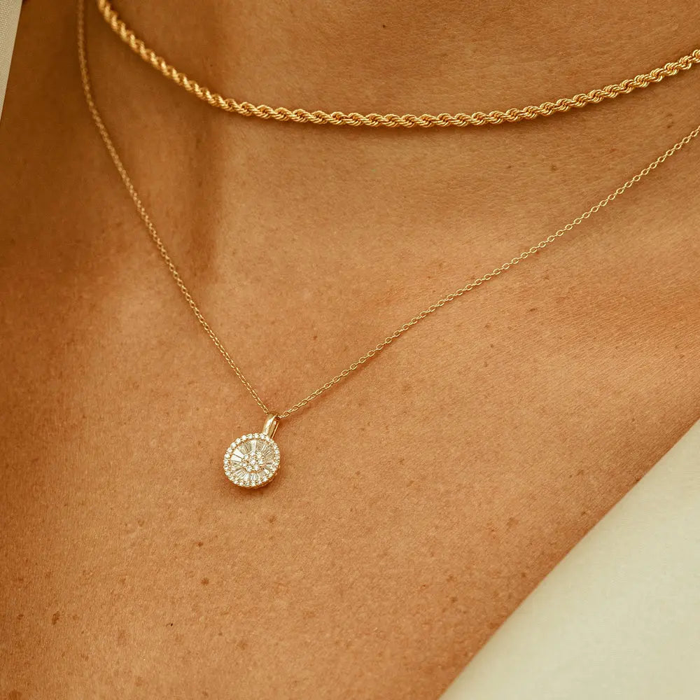 0.44CTW Baguette Diamond Disc Cluster Necklace customdiamjewel