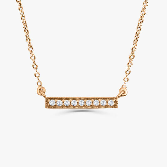 0.09CTW Micro Pave Diamond Bar Necklace  customdiamjewel 10KT Rose Gold VVS-EF