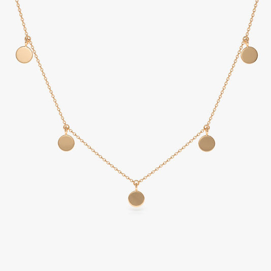14K Solid Gold Dangle Coin Necklace  customdiamjewel 10KT Rose Gold 