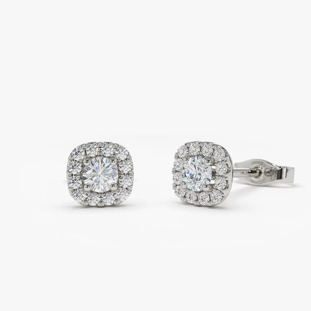 0.50CTW Diamond Stud Halo Earrings customdiamjewel 10KT White Gold VVS-EF