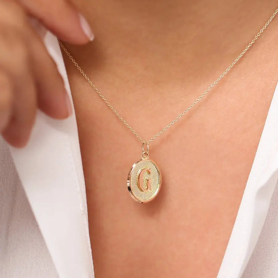 14k Gold Initial Charm Necklace customdiamjewel