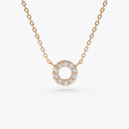 0.10CTW Mini Diamond Circle Necklace  customdiamjewel 10KT Rose Gold VVS-EF
