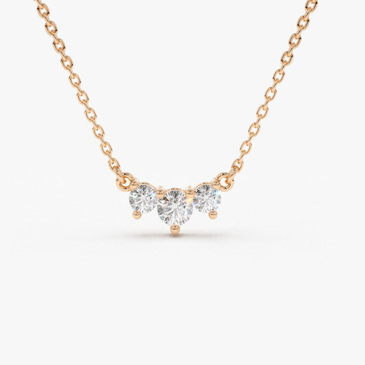 0.26CTW Classic Trio Diamond Necklace  customdiamjewel 10KT Rose Gold VVS-EF