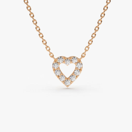 0.10CTW Mini Diamond Hear Necklace  customdiamjewel 10KT Rose Gold VVS-EF