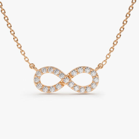 0.15CTW Diamond Infinity Necklace  customdiamjewel 10KT Rose Gold VVS-EF