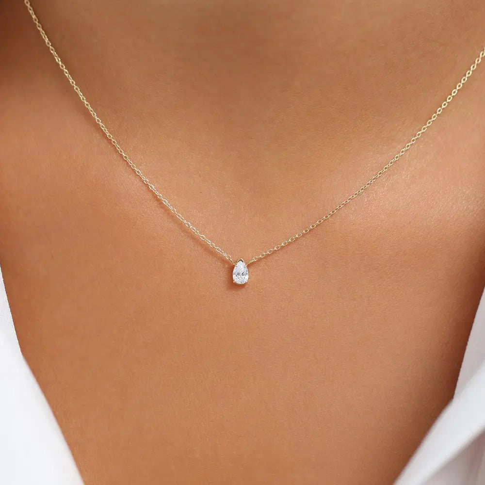 0.23CTW Pear Shape Solitaire Diamond Necklace customdiamjewel