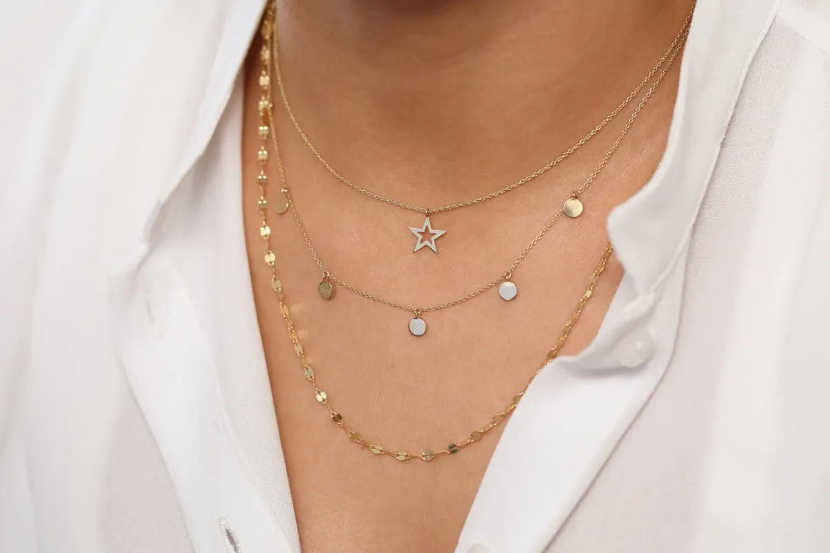 14K Gold Star Charm Necklace customdiamjewel