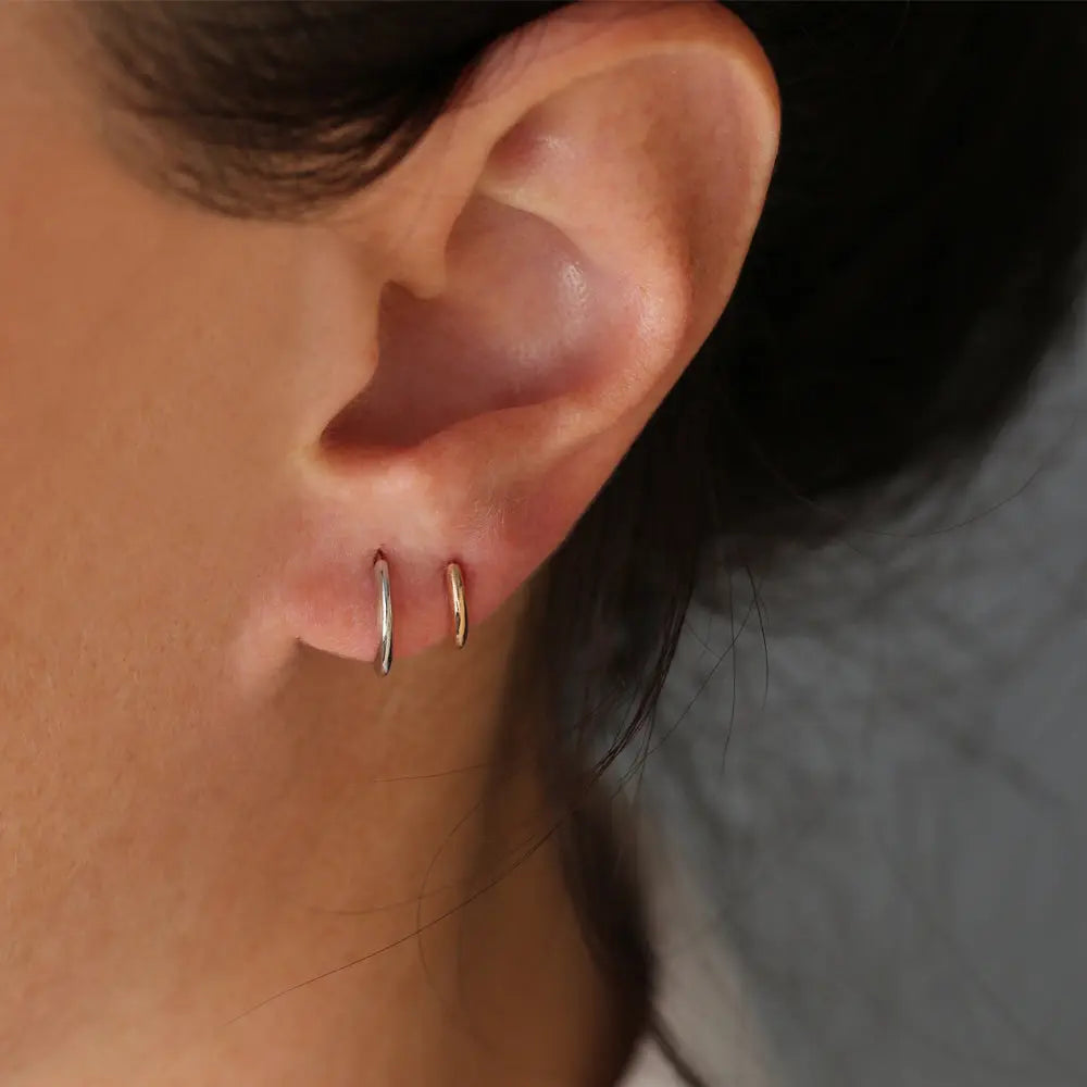 14k Solid Gold Plain Huggies Earrings customdiamjewel