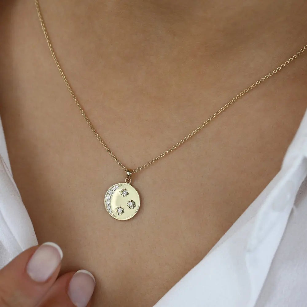 0.23CTW Diamond Moon and Crescent Necklace customdiamjewel