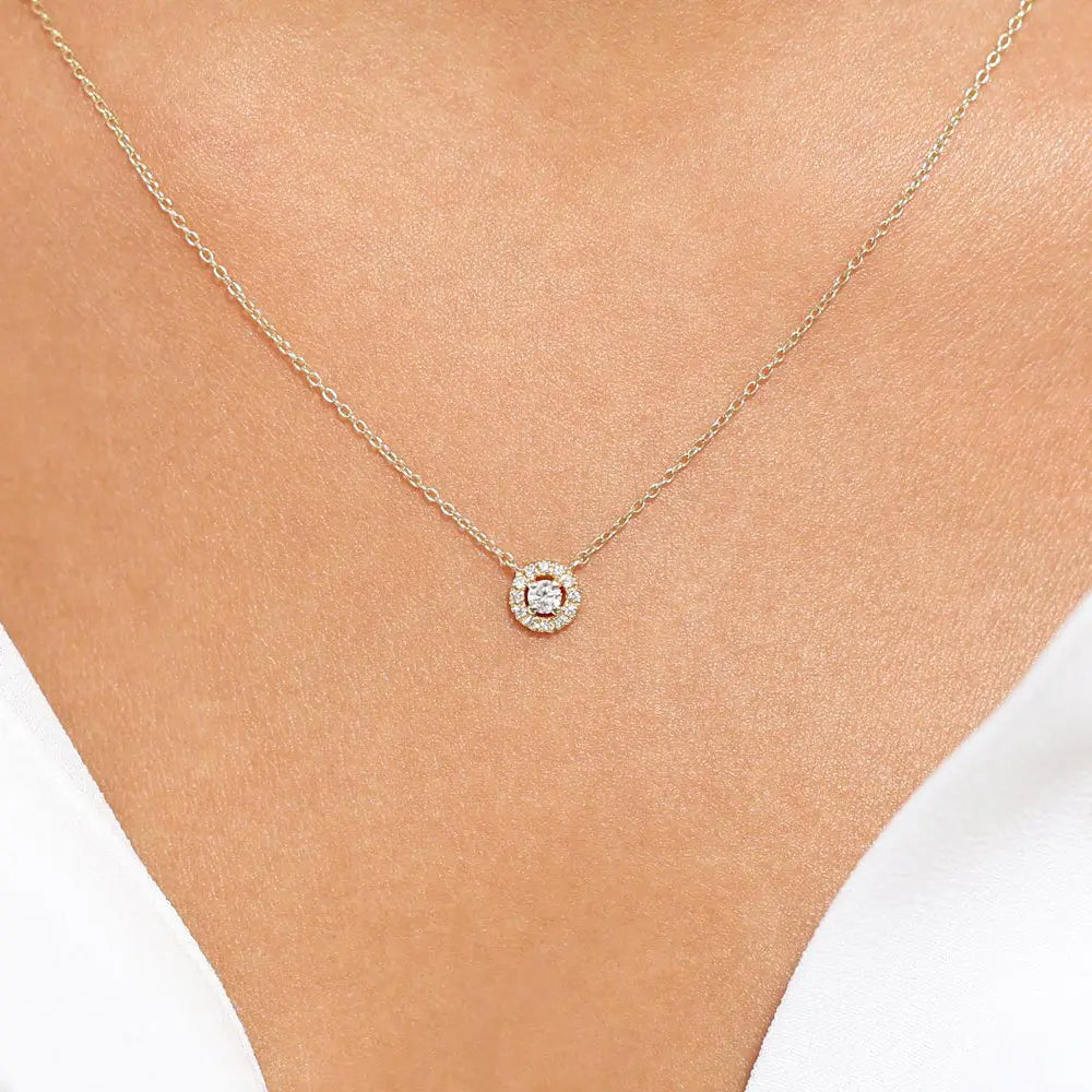 0.15CTW Mini Diamond Halo Necklace customdiamjewel