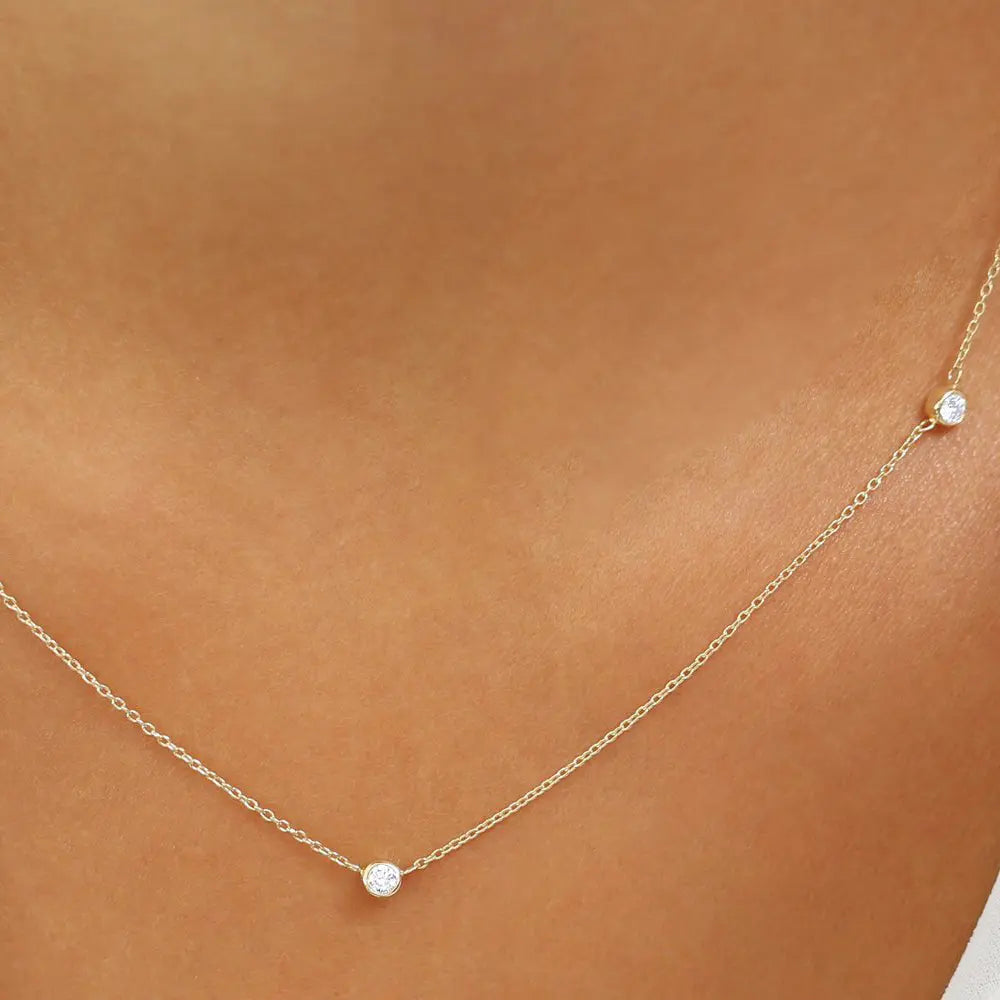 0.19CTW 3 Stone Bezel Set Diamond Necklace customdiamjewel