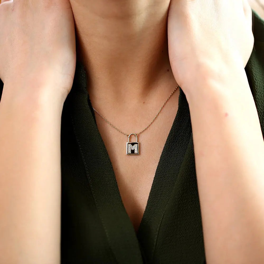 0.12CTW Padlock Diamond Necklace customdiamjewel