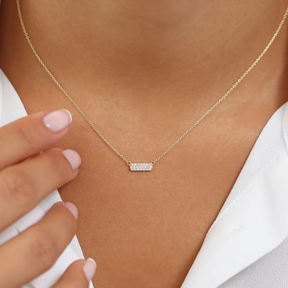 0.11CTW Diamond Bar Necklace customdiamjewel