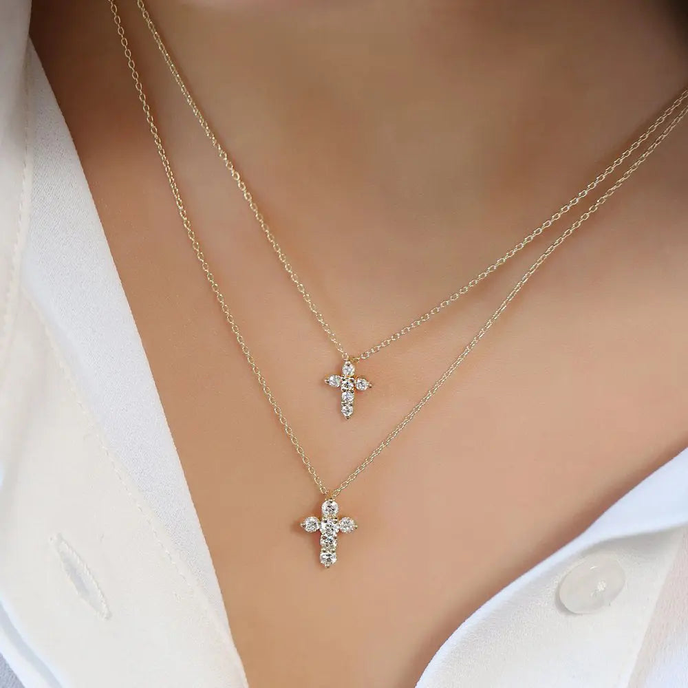 0.42CTW Diamond Cross Necklace customdiamjewel