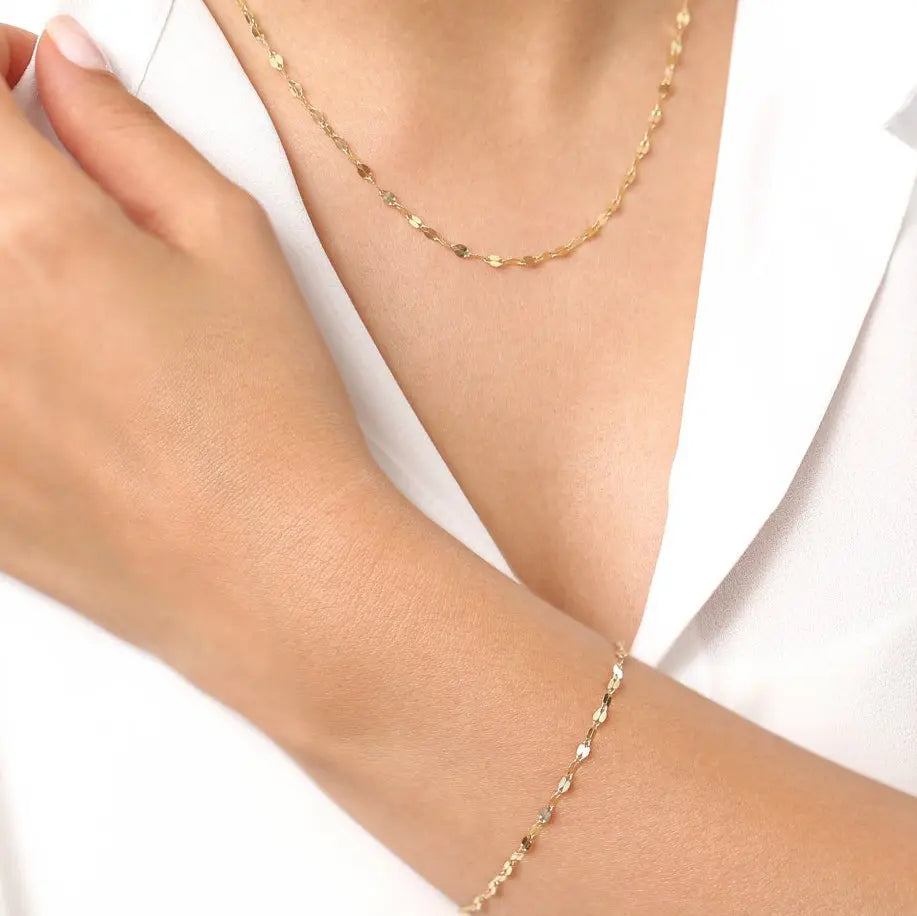 14K Solid Gold Sparkle Chain Necklace customdiamjewel