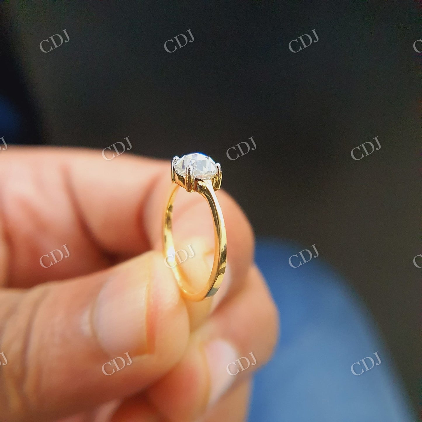 6mm Round Cut Rose Cut White colorless Moissanite Ring customdiamjewel