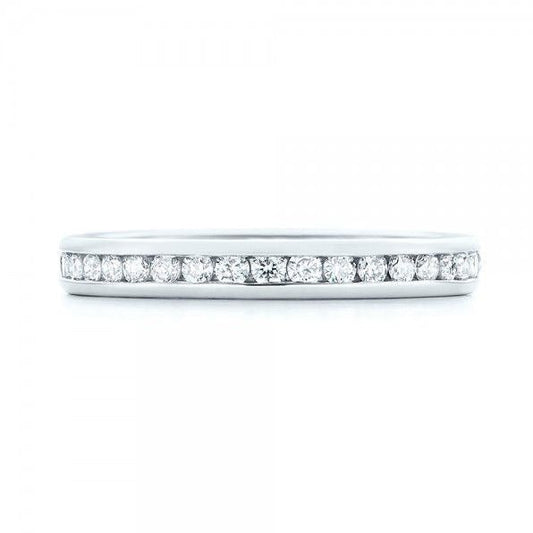 Round Cut Moissanite Wedding eternity Diamond Band  customdiamjewel 10KT White Gold VVS-EF