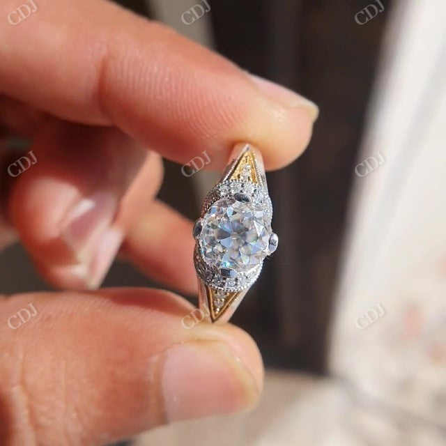 1.5 CT Old European Cut Moissanite Two Tone Ring customdiamjewel