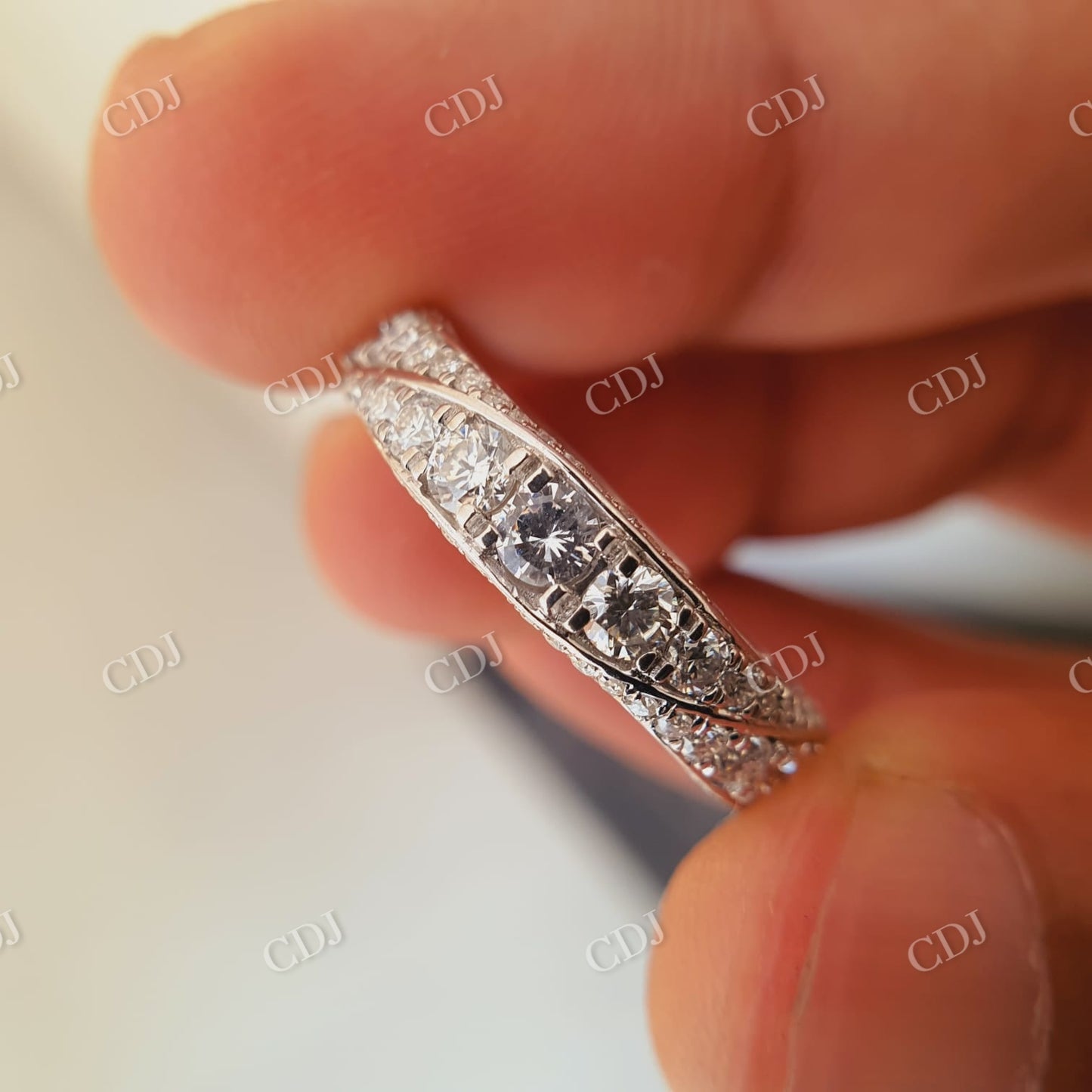 Wide Moissanite Full Eternity Wedding Band Unique Matching Band customdiamjewel