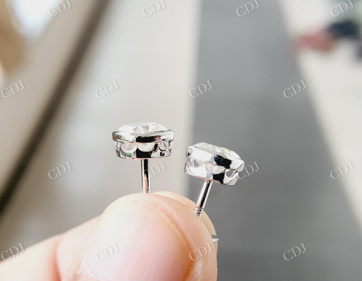 Custom Order Earrings 14K yellow gold and plated with platinum 2.00 carats TW Cushion cut Moissanite Earring customdiamjewel