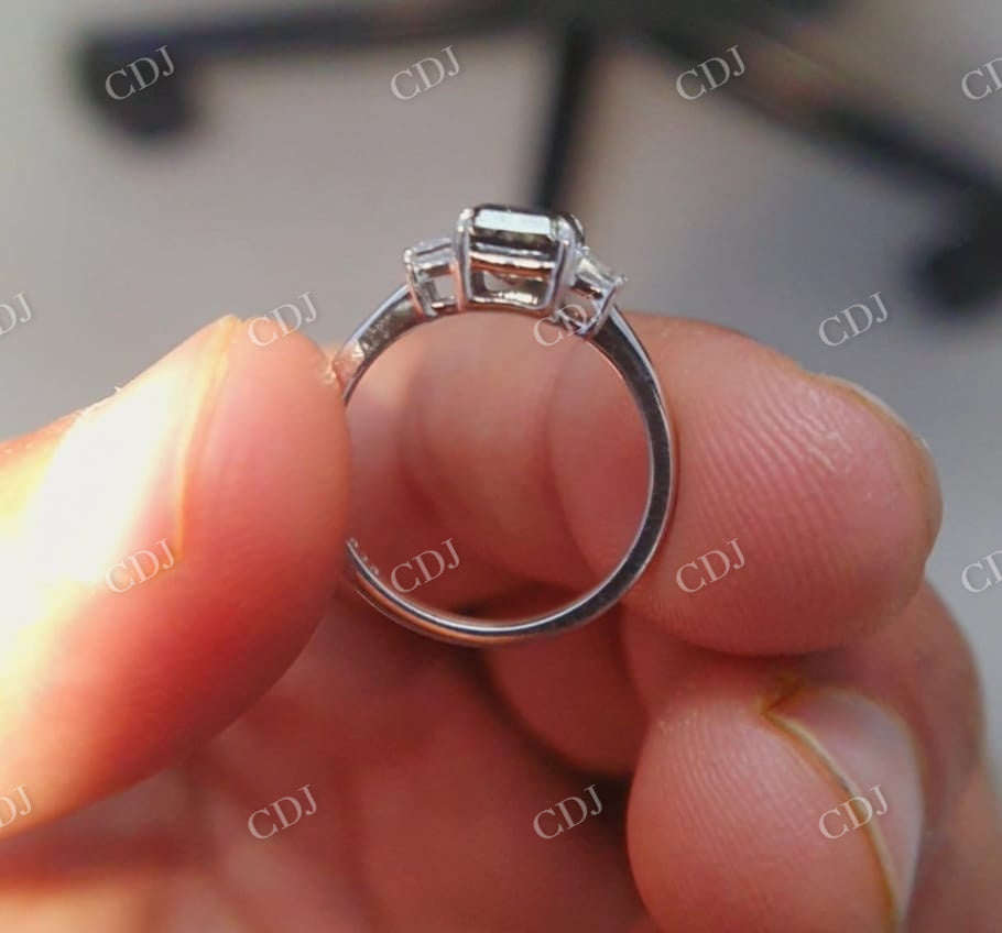 Emerald Cut Salt and Pepper Ring, Vintage Salt and Pepper Diamond Ring customdiamjewel