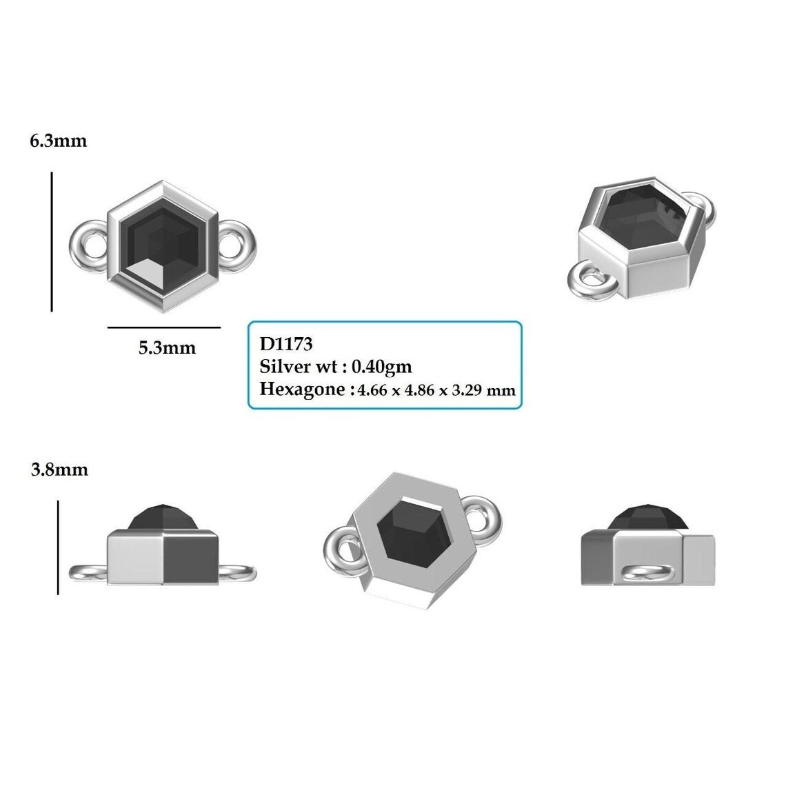 Bezel Set Salt And Pepper Moissanite Hexagon Solitaire Bracelet customdiamjewel