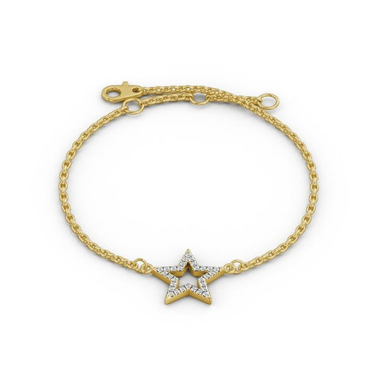 0.18CT Star Shape Lab Grown Diamond Bracelet  customdiamjewel 10KT Yellow Gold VVS-EF