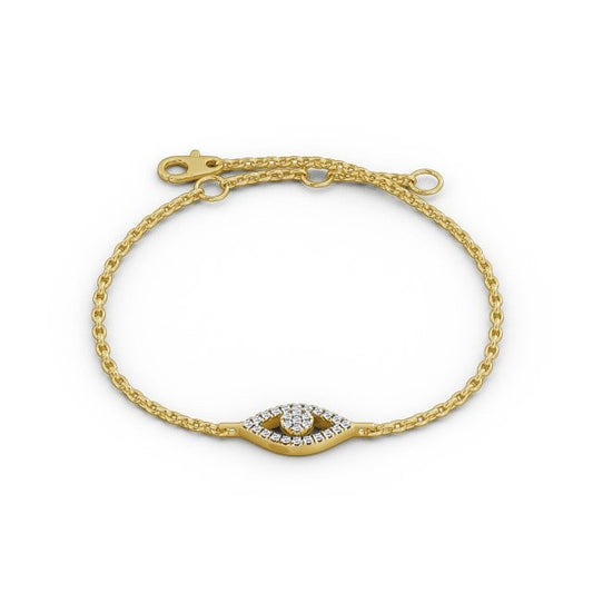 0.41CT Devil Eye Lab Grown Diamond Bracelet  customdiamjewel 10KT Yellow Gold VVS-EF